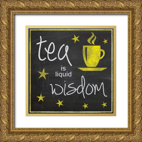 Yellow Tea Wisdom Gold Ornate Wood Framed Art Print with Double Matting by Gibbons, Lauren