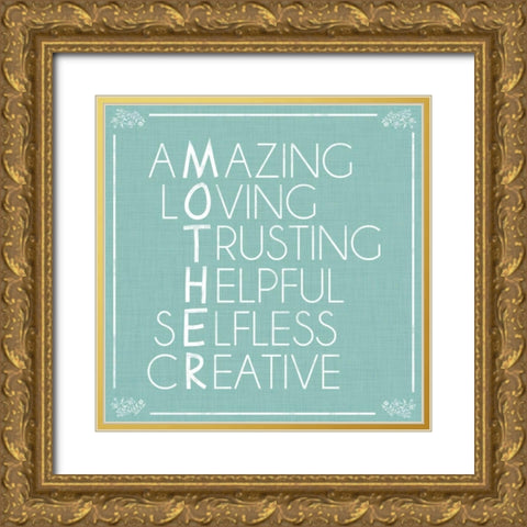 Mother Letters Gold Ornate Wood Framed Art Print with Double Matting by Gibbons, Lauren