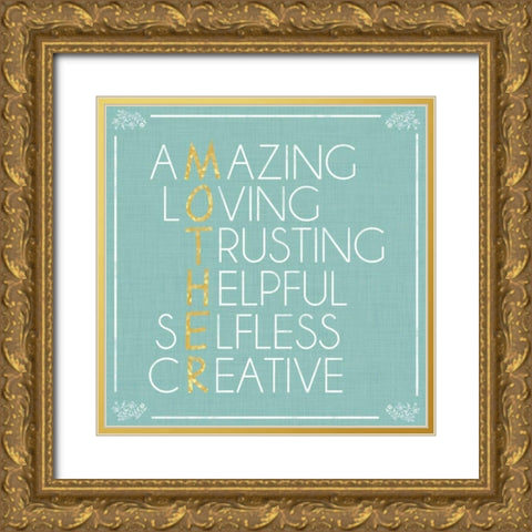 Mother Letters Gold Ornate Wood Framed Art Print with Double Matting by Gibbons, Lauren