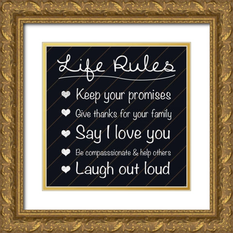 Life Rules Gold Ornate Wood Framed Art Print with Double Matting by Gibbons, Lauren