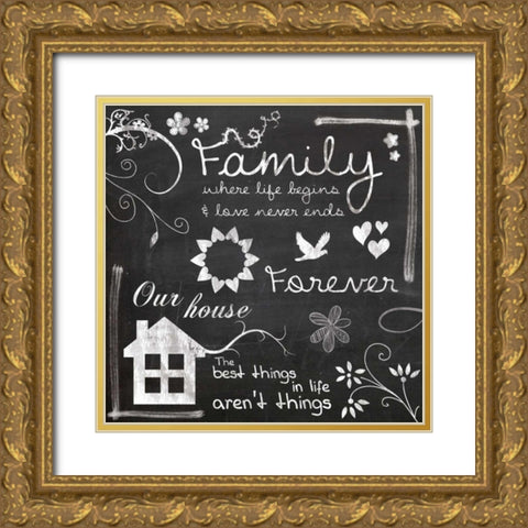 Family Chalk Gold Ornate Wood Framed Art Print with Double Matting by Gibbons, Lauren