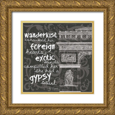 New Paris BW Gold Ornate Wood Framed Art Print with Double Matting by Gibbons, Lauren