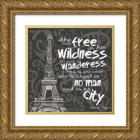 Paris City BW Gold Ornate Wood Framed Art Print with Double Matting by Gibbons, Lauren