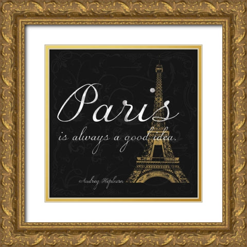 Paris Square GB Gold Ornate Wood Framed Art Print with Double Matting by Gibbons, Lauren