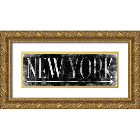 NEW YORK BLACK Gold Ornate Wood Framed Art Print with Double Matting by Grey, Jace