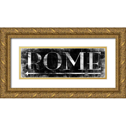 ROME BLACK Gold Ornate Wood Framed Art Print with Double Matting by Grey, Jace