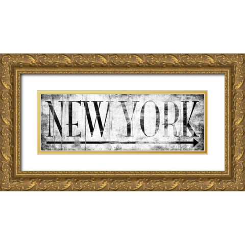 NEW YORK WHITE Gold Ornate Wood Framed Art Print with Double Matting by Grey, Jace