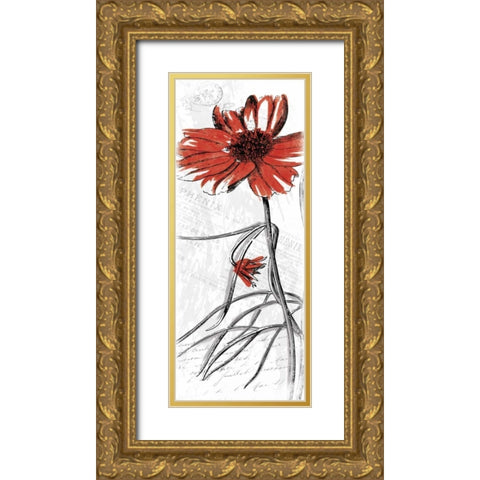 Red Flower Gold Ornate Wood Framed Art Print with Double Matting by Grey, Jace
