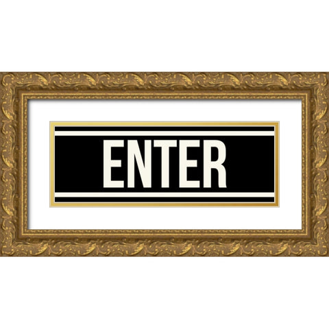 ENTER Gold Ornate Wood Framed Art Print with Double Matting by Grey, Jace