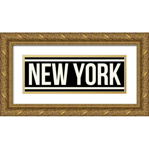 NEW YORK Gold Ornate Wood Framed Art Print with Double Matting by Grey, Jace