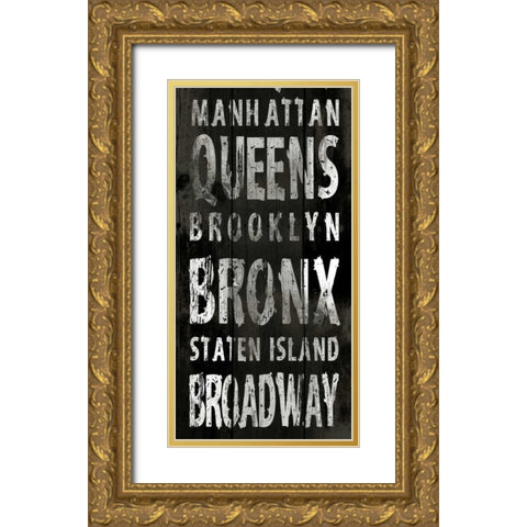NEW YORK Gold Ornate Wood Framed Art Print with Double Matting by Grey, Jace