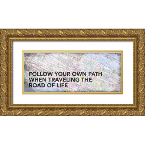 Map Minspirational 2 Gold Ornate Wood Framed Art Print with Double Matting by Grey, Jace