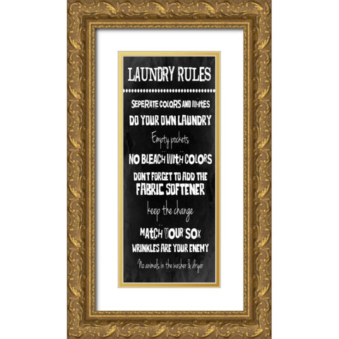 Laundry Rules Gold Ornate Wood Framed Art Print with Double Matting by Grey, Jace