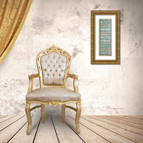 Be happy Gold Ornate Wood Framed Art Print with Double Matting by Grey, Jace