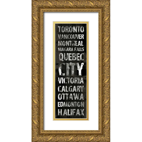 Canada Grunge Type Gold Ornate Wood Framed Art Print with Double Matting by Grey, Jace