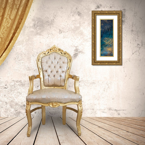 Golden Blue Marble Mate Gold Ornate Wood Framed Art Print with Double Matting by Grey, Jace