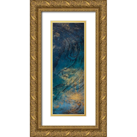 Golden Blue Marble Mate Gold Ornate Wood Framed Art Print with Double Matting by Grey, Jace