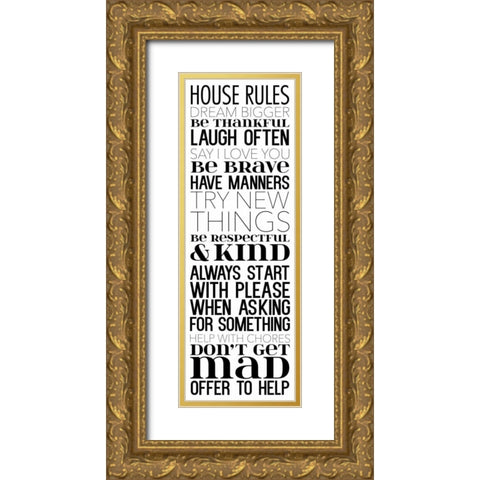 House Rules Dream BW Gold Ornate Wood Framed Art Print with Double Matting by Grey, Jace