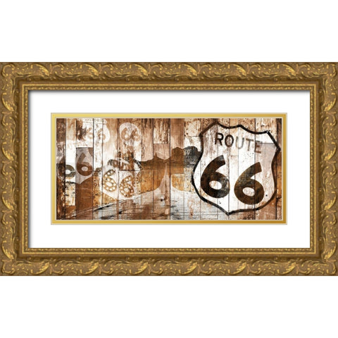 Golden Route 66 Gold Ornate Wood Framed Art Print with Double Matting by Grey, Jace