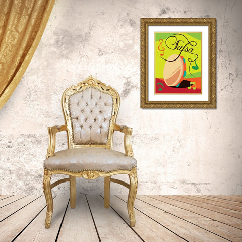 Salsa I Gold Ornate Wood Framed Art Print with Double Matting by Grey, Jace