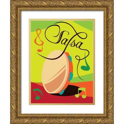 Salsa I Gold Ornate Wood Framed Art Print with Double Matting by Grey, Jace