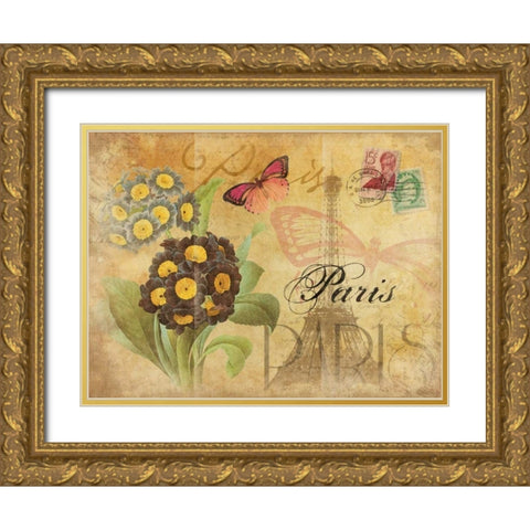 Paris Postcard 6 Gold Ornate Wood Framed Art Print with Double Matting by Grey, Jace