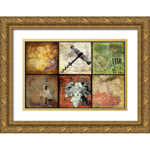 Wine Patch Gold Ornate Wood Framed Art Print with Double Matting by Grey, Jace