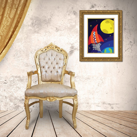 Rocket A Gold Ornate Wood Framed Art Print with Double Matting by Grey, Jace