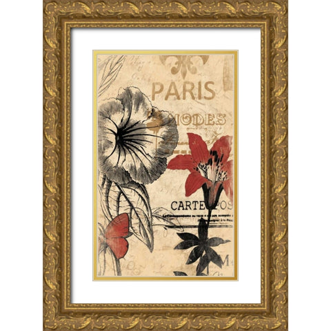 Paris B Gold Ornate Wood Framed Art Print with Double Matting by Grey, Jace