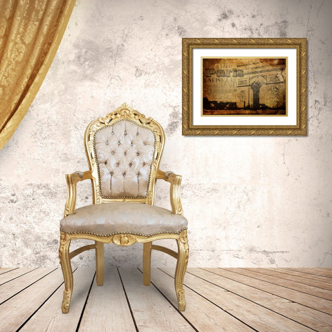 Paris K Gold Ornate Wood Framed Art Print with Double Matting by Grey, Jace