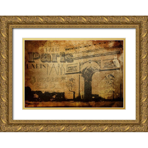 Paris K Gold Ornate Wood Framed Art Print with Double Matting by Grey, Jace