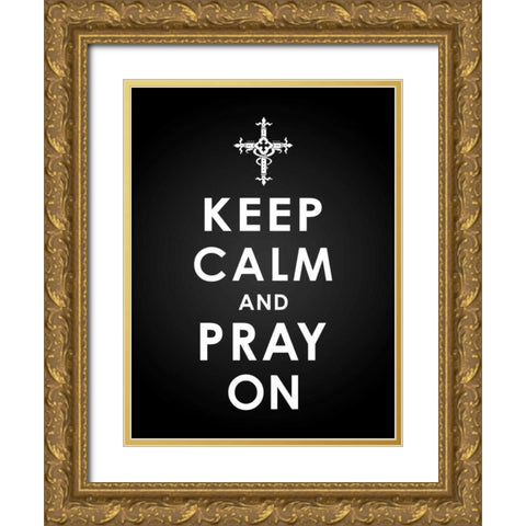 Keep  Calm Gold Ornate Wood Framed Art Print with Double Matting by Grey, Jace