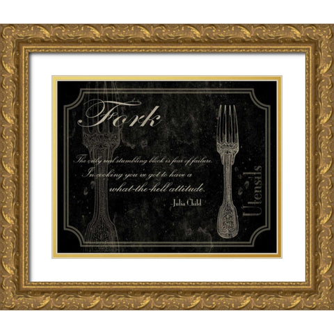 Fork Quote 2 Gold Ornate Wood Framed Art Print with Double Matting by Grey, Jace