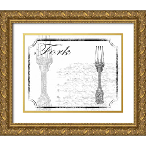 Simple Fork Gold Ornate Wood Framed Art Print with Double Matting by Grey, Jace