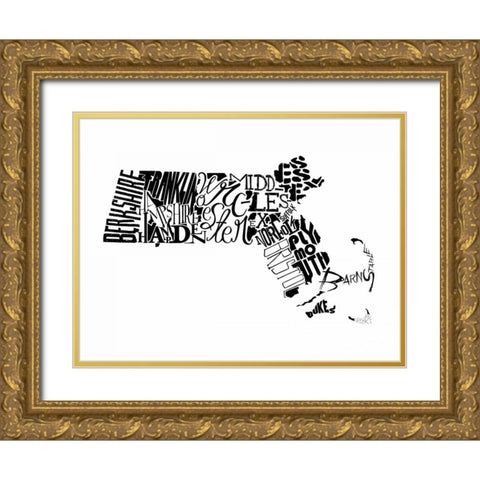 Massachusetts Gold Ornate Wood Framed Art Print with Double Matting by Grey, Jace