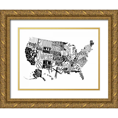 USA Gold Ornate Wood Framed Art Print with Double Matting by Grey, Jace