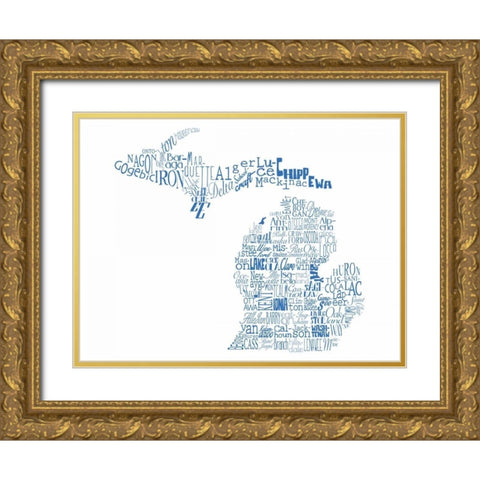 Michigan 2 Gold Ornate Wood Framed Art Print with Double Matting by Grey, Jace