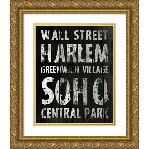 New York Gold Ornate Wood Framed Art Print with Double Matting by Grey, Jace