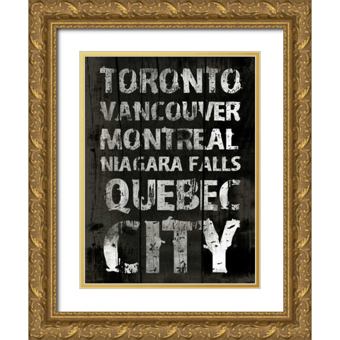 Canada Grunge Type Gold Ornate Wood Framed Art Print with Double Matting by Grey, Jace