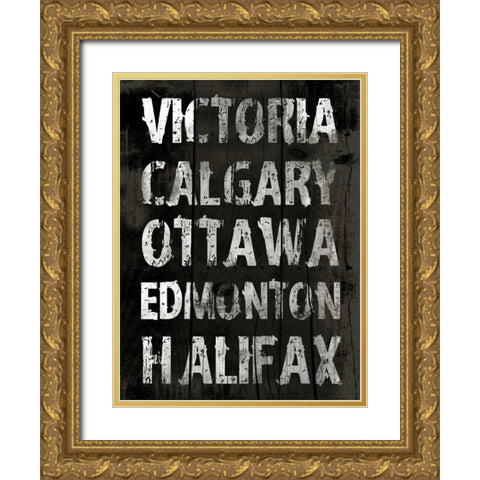 Canada Grunge Type Mate Gold Ornate Wood Framed Art Print with Double Matting by Grey, Jace