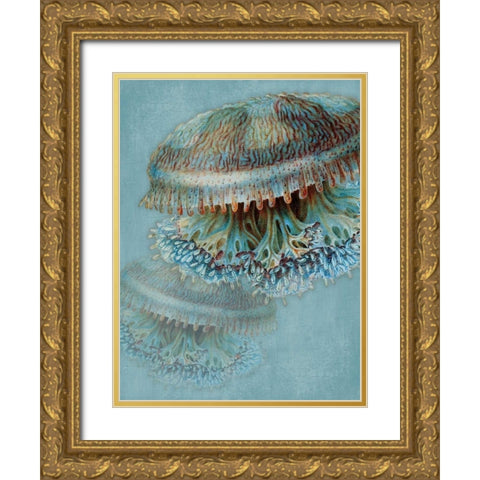 Blue Sea Gold Ornate Wood Framed Art Print with Double Matting by Grey, Jace