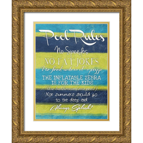 Pool Rules Gold Ornate Wood Framed Art Print with Double Matting by Grey, Jace