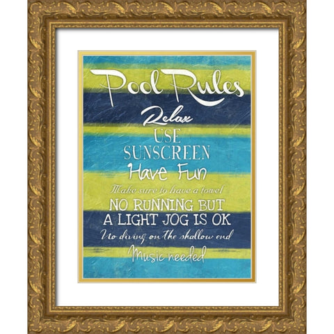 Pool Rules Mate Gold Ornate Wood Framed Art Print with Double Matting by Grey, Jace