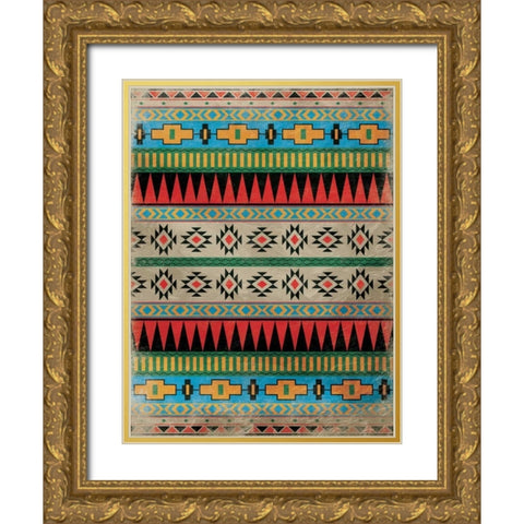 Aztec Pattern 2 Gold Ornate Wood Framed Art Print with Double Matting by Grey, Jace