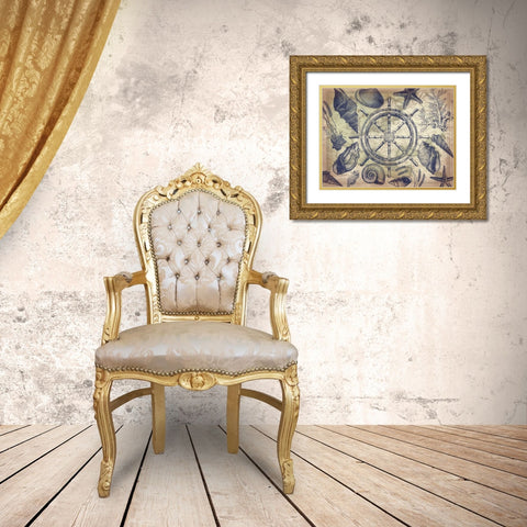 Nautical map Gold Ornate Wood Framed Art Print with Double Matting by Grey, Jace
