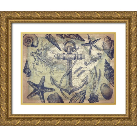 Nautical map mate Gold Ornate Wood Framed Art Print with Double Matting by Grey, Jace