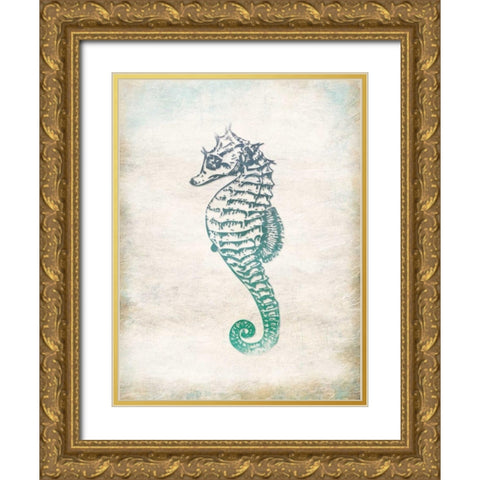 Seahorse Gold Ornate Wood Framed Art Print with Double Matting by Grey, Jace