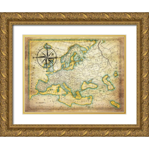 Tropical map Gold Ornate Wood Framed Art Print with Double Matting by Grey, Jace