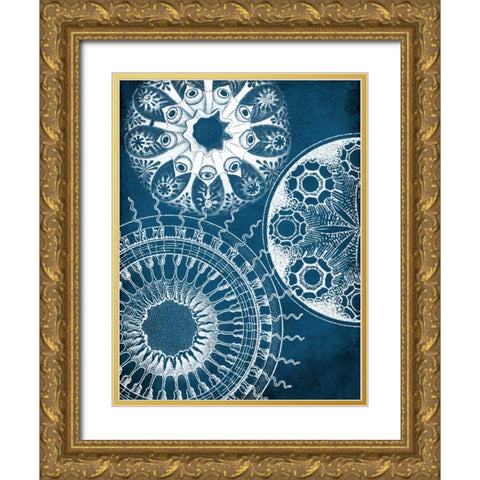 Blue patterns Gold Ornate Wood Framed Art Print with Double Matting by Grey, Jace