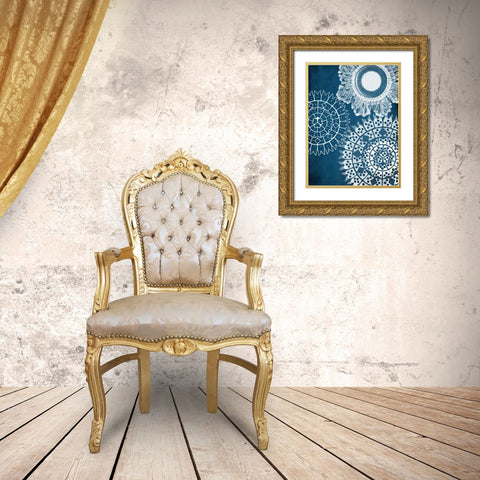 Blue Patterns Mate Gold Ornate Wood Framed Art Print with Double Matting by Grey, Jace